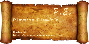 Plavsits Elemér névjegykártya